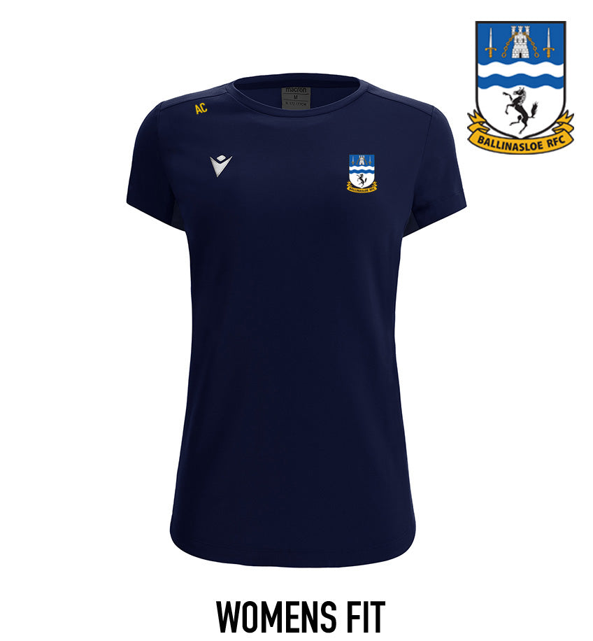 Ballinasloe RFC Macron Navy Women&#39;s Fit Cotton T-Shirt Lute