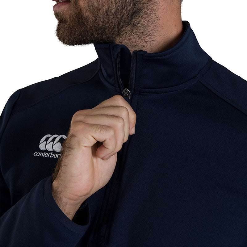  Canterbury Club 1/4 Zip Mid Layer Training Top Mens zip close up 2