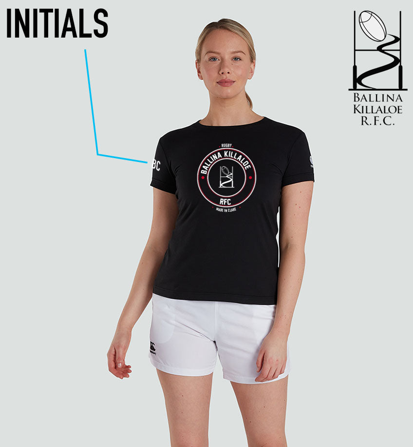 Ballina Killaloe RFC Club Print Black Tee *Womens Edition*