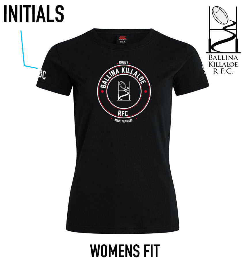 Ballina Killaloe RFC Club Print Black Tee *Womens Edition*