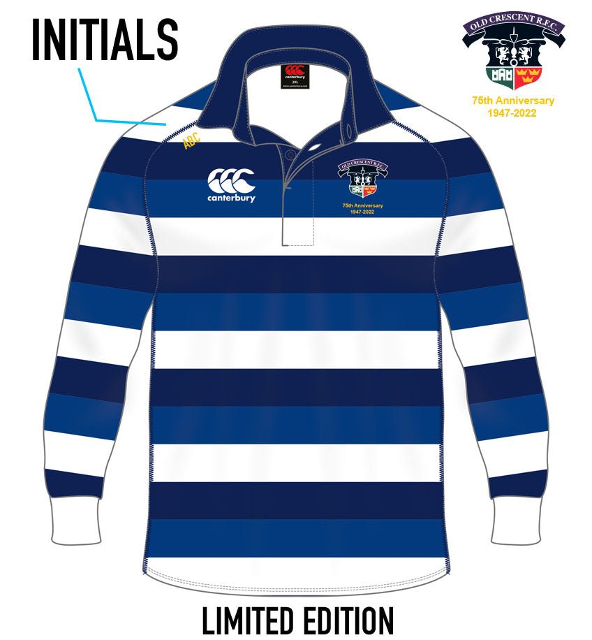 Old Crescent RFC 75th Anniversary Traditional Rugby Jersey - Team Wear Store.ie
